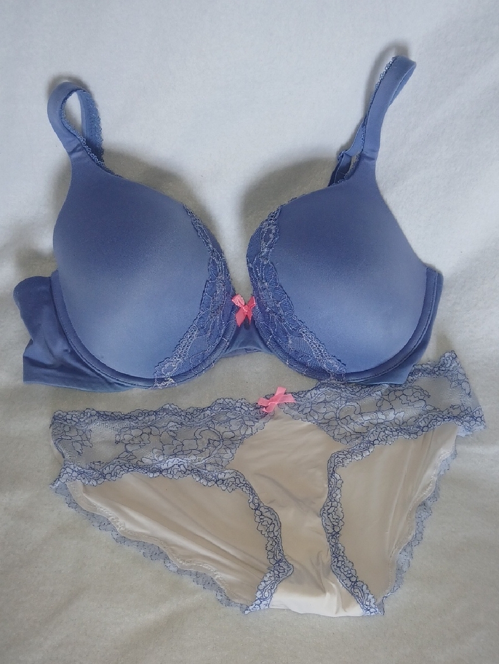 Victoria's Secret Periwinkle Lace-Trim Bra & Panty Set